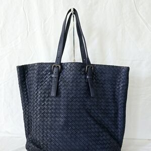 Elegant Navy Blue Woven Tote Bag